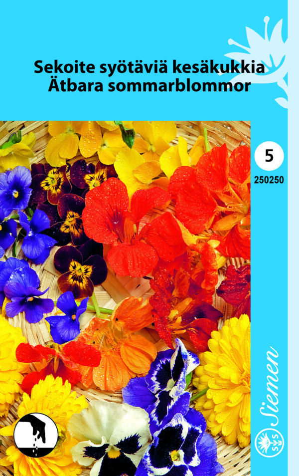 Kesäkukkaseos syötäviä kukkia
