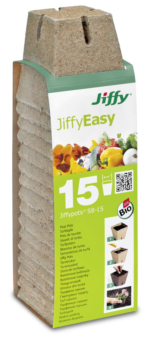 Turveruukku 8cm neliö Jiffy 15 kpl