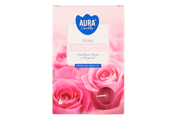 Aura Tuoksulämpökynttilä Rose 6 kpl