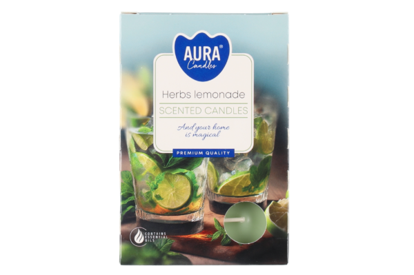Aura Tuoksulämpökynttilä Herbs lemonade 6 kpl
