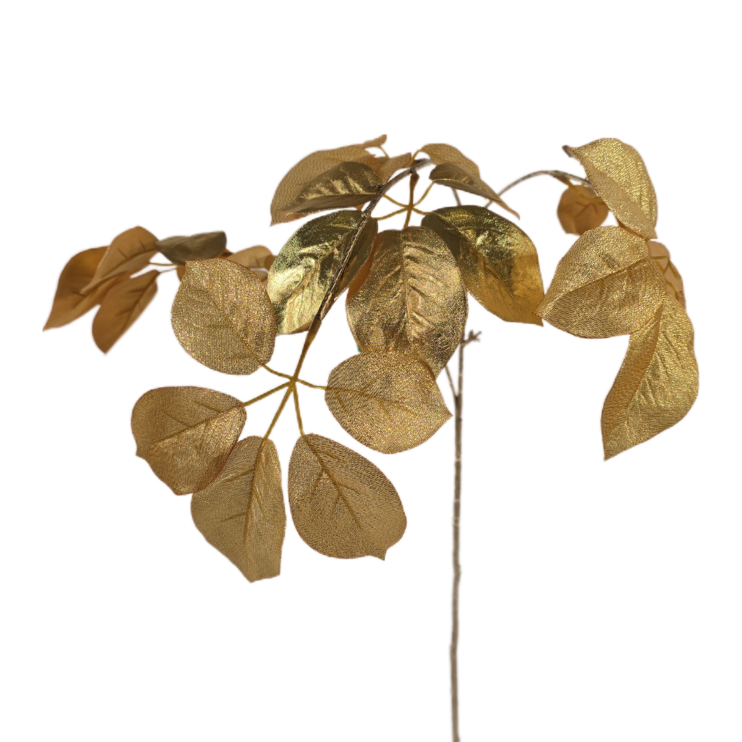 Liuska-aralia oksa 85cm kulta metalli