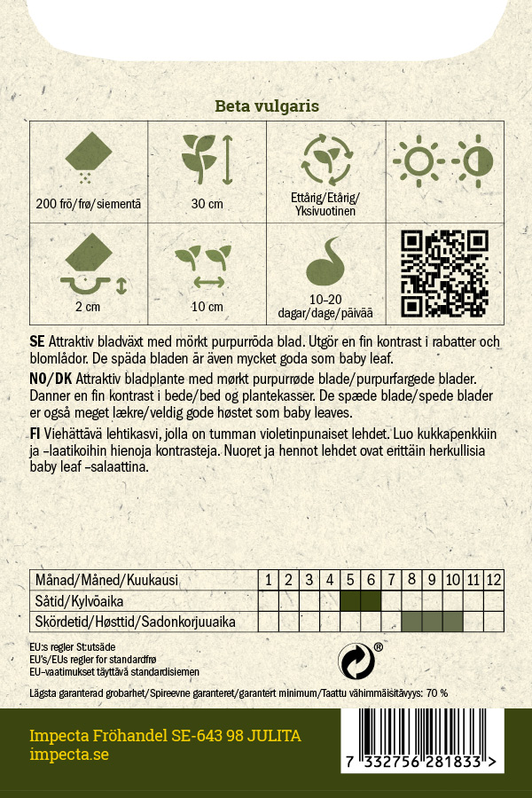 Punajuurikas 'Bull's Blood'